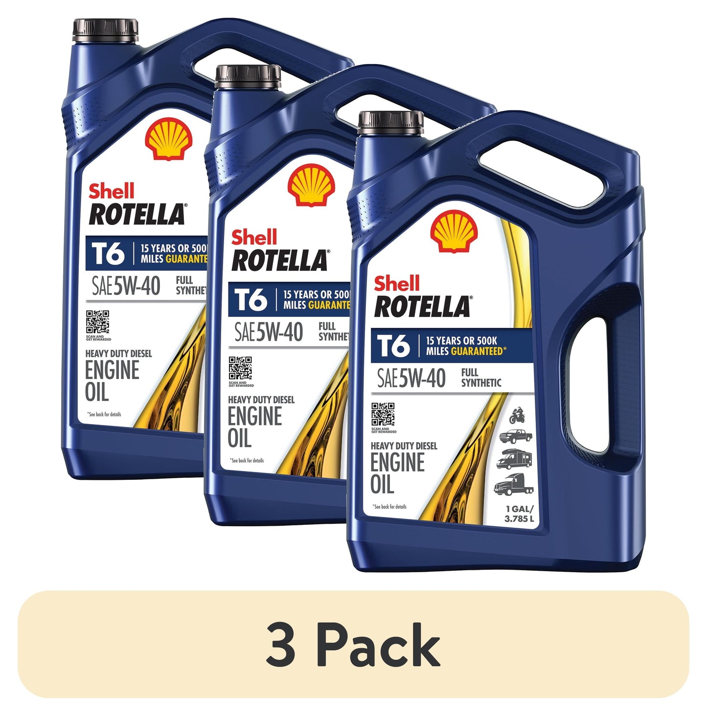 Shell T6 Full Synthetic 5W-40 Diesel Engine Oil, 1 Gallon